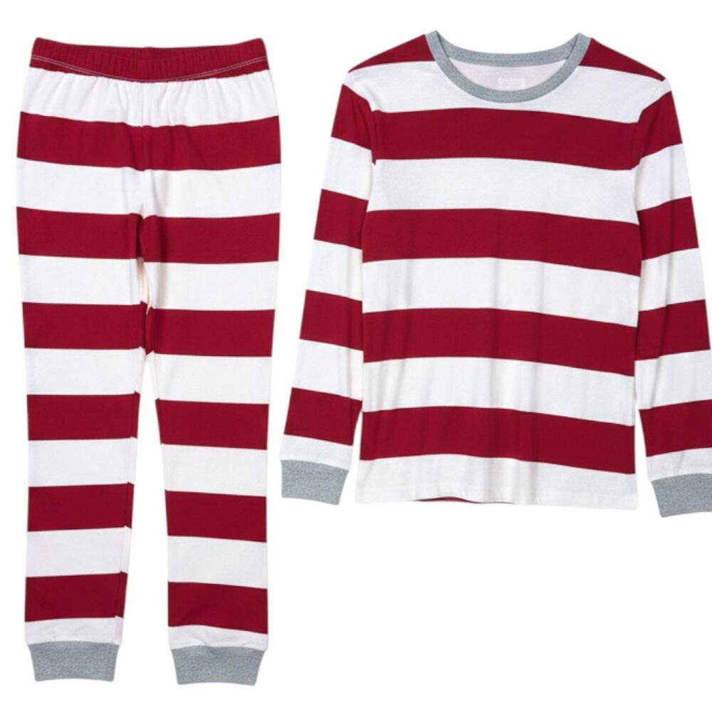 Burt's Bees Family Pajamas Organic Cotton PJs Unisex XS Holiday Striped NWT**